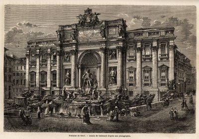 Fontána di Trevi v Římě, dokončená v roce 1762, je příkladem přetrvávání barokního stylu v 18. století v Itálii, založené na Palazzo Poli, toto monumentální dílo v podobě vítězného oblouku drtí malé náměstí, na kterém je nachází se. od Unknown artist