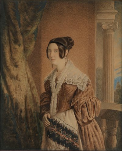 Manželka kapitána Williama Hewetta, asi 1840 (akvarel, dřevo, sklo) od Unknown artist