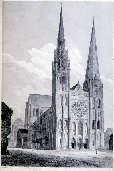 Katedrála v Chartres - rytina od Unknown artist