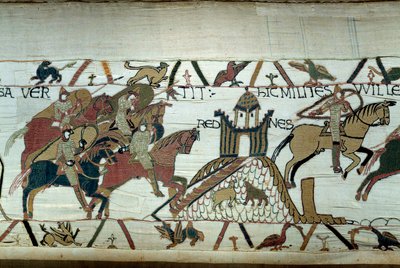 Dobytí Bretaně vévodou z Normandie Williamem Dobyvatelem (1027-1087): zachycení Rennes Detail tapisérie z Bayeux nebo výšivka královny Mathildy od Unknown artist