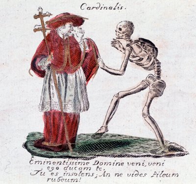 Tanec smrti, kardinál a kostlivec (Tisk) od Unknown artist