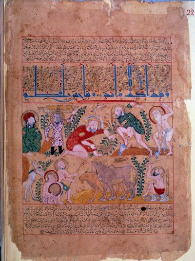 Doktor Andromakhos pozoruje zemědělské aktivity Miniatura převzatá z „Knihy protijedů““ 1199 Paris, B.N. od Unknown artist