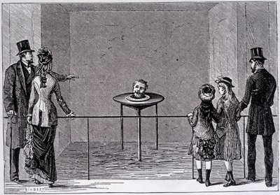 Zkušenosti „decapite parlant“ Roberta Houdina - rytina, konec 19. století od Unknown artist