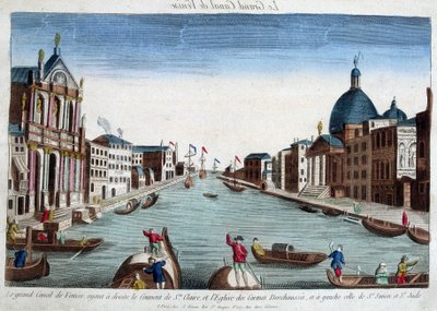 Velký kanál v Benátkách. Vpravo: klášter Santa Claire a kostel Carmes Deschaussés. Vlevo: Kostel sv. Šimona a Judy. od Unknown artist