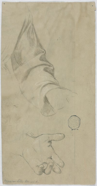 Levá paže mnicha a jeho levá ruka od Unknown artist