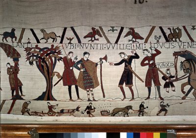 Poslové vévody Guillauma (1027 - 1087) přišli najít Guy de Ponthieu - gobelín z Bayeux, známý jako výšivka královny Mathildy od Unknown artist