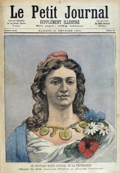 Nová oficiální busta republiky (Marianne) - v „“Le Petite Journal““ z 21.2.1891 od Unknown artist