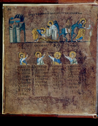 Purpurový Codex Rossanensis, 6. století (rukopis) od Unknown artist