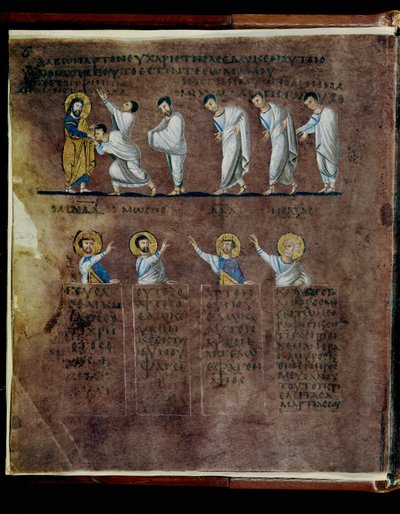 Purpurový Codex Rossanensis, 6. století (rukopis) od Unknown artist