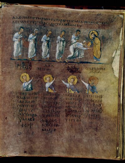 Purpurový Codex Rossanensis, 6. století (rukopis) od Unknown artist