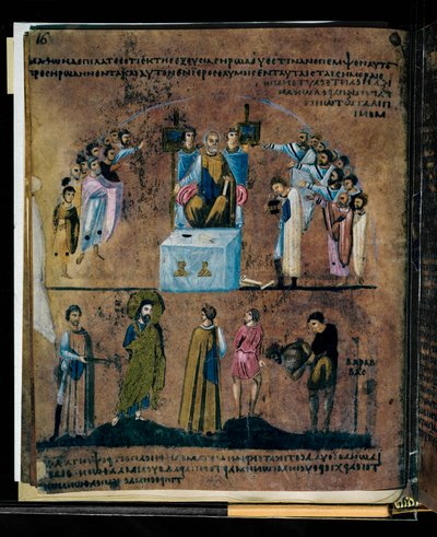 Purpurový Codex Rossanensis, 6. století (rukopis) od Unknown artist