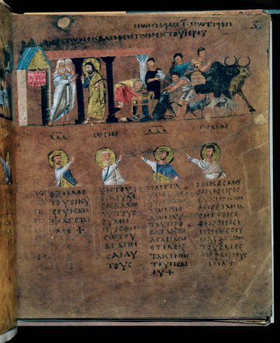 Purpurový Codex Rossanensis, 6. století (rukopis) od Unknown artist