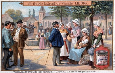 Pronajatá farma lidí v Charolais - chromo. Liebig, v. 1895 od Unknown artist