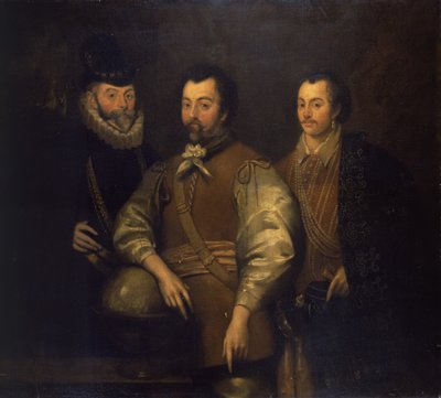 Thomas Cavendish, Sir Francis Drake a Sir John Hawkins od Unknown artist