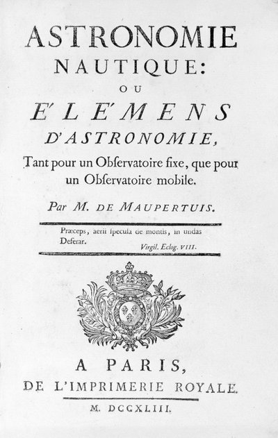 Titulní strana Nautical Astronomy: or Elemens (Elements) of Astronomy od M. de Maupertuise (Pierre-Louis Moreau de) (1698 - 1759). 1743. od Unknown artist