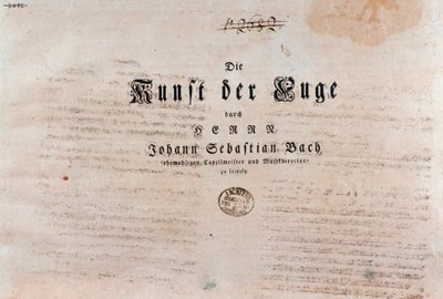 Titulní strana partitury Umění fugy od Johanna Sebastiana Bacha od Unknown artist