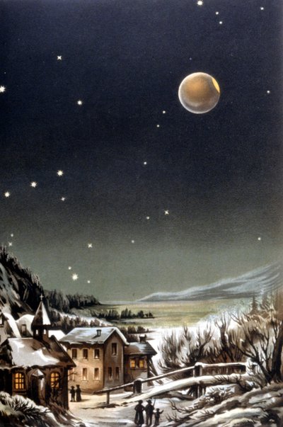 Úplné zatmění Měsíce. ilustrace 19. století od Unknown artist