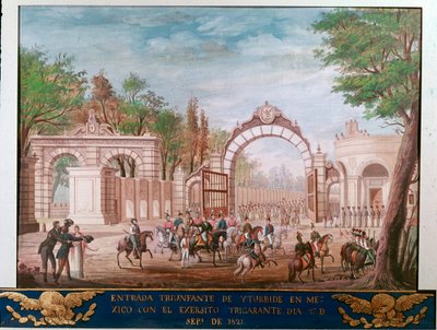Triumfální vstup Agustina Iturbideho (1783-1824), prvního císaře nezávislého Mexika, v Mexico City 7.9.1821 (Triumfální vstup prvního císaře svobodného Mexika Agustina Iturbideho v Mexico City, 7. září od Unknown artist