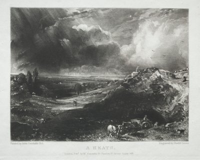 Různé předměty krajiny, charakteristické pro anglickou scenérii z obrázků malovaných Johnem Constablem, R.A.: A Heath od Unknown artist