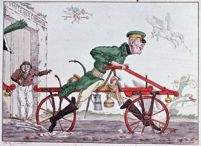 Velocipedes draisiennes - karikatura na barona Draise od Unknown artist