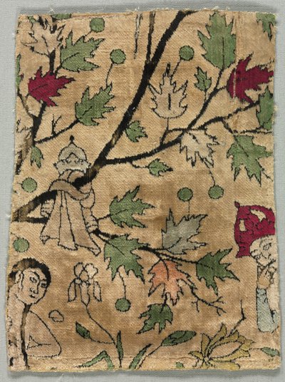 Sametový fragment, Khusrau vidí koupání Shirin od Unknown artist