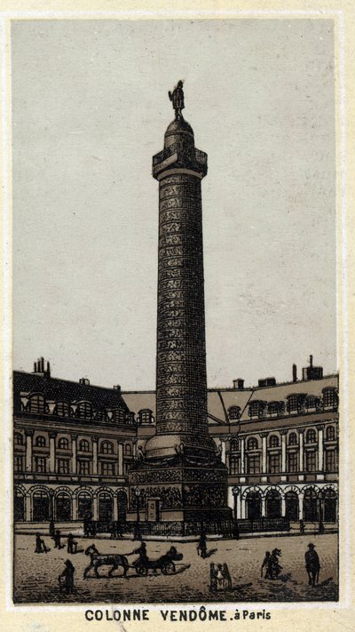 Sloupec Vendome na stejnojmenném náměstí v Paříži. Chromolitografie konce 19. století. od Unknown artist