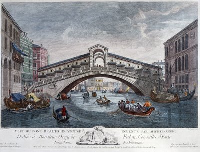 Benátky, pohled na most Rialto - optika od Unknown artist
