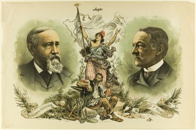 Vítězné portréty Benjamina Harrisona a Leviho P. Mortona, od Soudce od Unknown artist