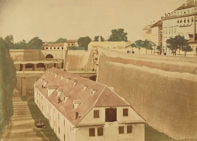 [Pohled od vodárny na Prašnou bránu a mosty Staré a Nové Kärntnertorské brány] od Unknown artist