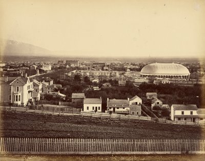 [Pohled na Salt Lake Tabernacle a město] od Unknown artist