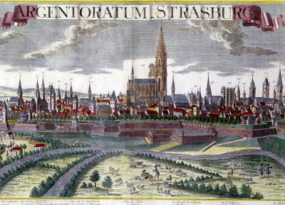 Pohled na Štrasburk kolem roku 1770 s katedrálou od Unknown artist