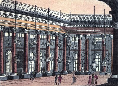Pohled na obřadní síň zámku Schonbrunn, bývalé sídlo rakouské císařské rodiny, rytina z roku 1820 od Unknown artist