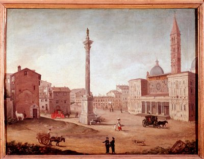 Pohled na baziliku Santa Maria Maggiore (Santa Maria Maggiore) v Římě Anonymní akvarel. Řím 18. století, muzeum Říma od Unknown artist