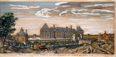 Pohled na zámek Royal de Monceaux. Rytina z roku 1740. Soukromá sbírka. od Unknown artist