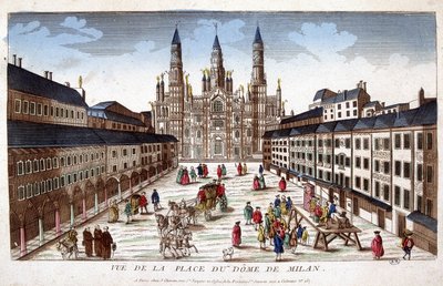 Pohled na náměstí Duomo v Miláně. Počátek 18. století. od Unknown artist