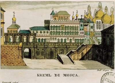 Pohled na Kreml, Moskva, ruština z cest z Petrohradu do Německa od Georga Reinbecka, tisk od Unknown artist