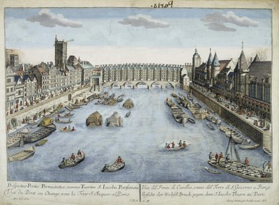 Pohled na Pont au Change a St Jacques Tower v Paříži od Unknown artist