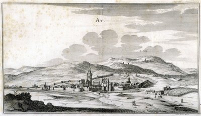 Pohled na město Ay. Rytina z konce 18. století. od Unknown artist