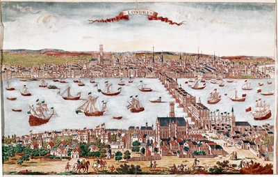 Pohled na město Londýn a řeku Temži (rytina od Unknown artist