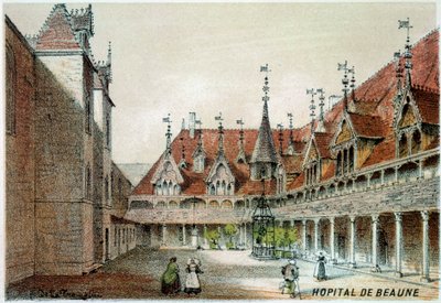 Pohled na nádvoří Hospices de Beaune od Unknown artist