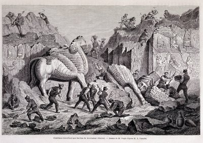 Pohled na vykopávky Khorsabad (Khunsabad) (Ninive) - v "" Kolem světa "" 2. týden 1861. od Unknown artist