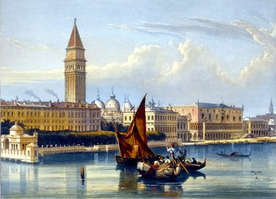 Pohled na velký kanál a náměstí svatého Marka. Benátky Akvarel z konce 18., počátku 19. století od Unknown artist