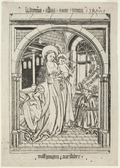 Panna a dítě, opat Ludwig klečící od Unknown artist