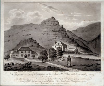 Pohled na ostrov Sainte Helene (Ile Sainte-Helene) Rytina z 19. století Malmaison. Hradní muzeum od Unknown artist