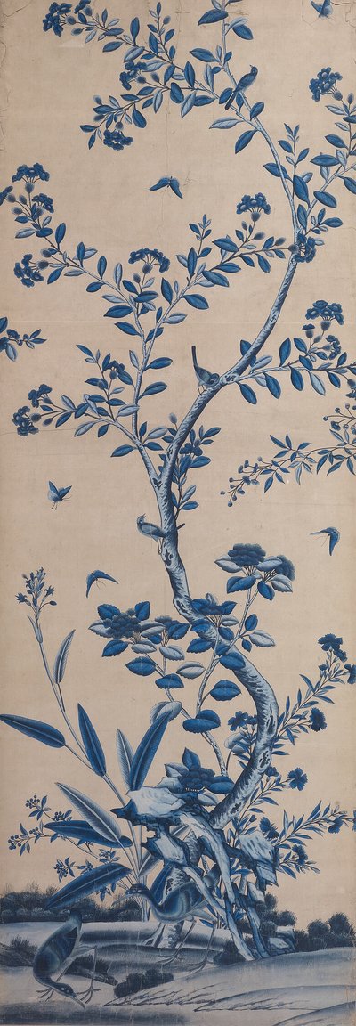 Tapetový panel s ptáky a kvetoucími stromy od Unknown artist