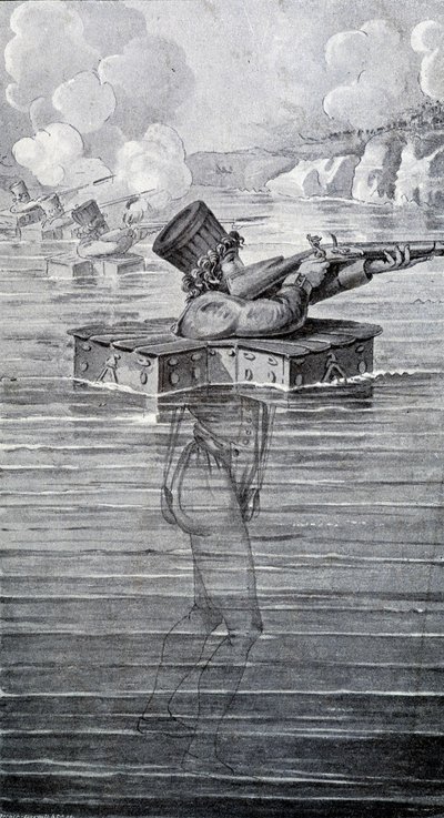 Válečný oblek z 19. století. Rytina 19. století. od Unknown artist