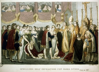 Svatební obřad mezi Napoleonem I. a Marií - Lujzou Habsburskou v kostele Augustinů ve Vídni, 2. dubna od Unknown artist