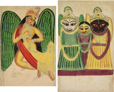 Okřídlená Apsara s rohem (recto); Jagannatha Trio (verze) od Unknown artist