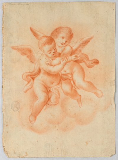 Okřídlený Putti v oblacích od Unknown artist