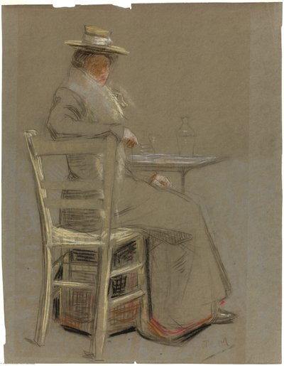 Žena sedící u stolu od Unknown artist